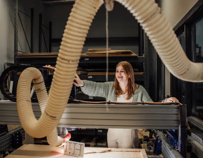 Girl looking at her material design