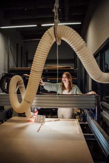 Girl looking at her material design