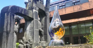 athena swan award photographed on campus