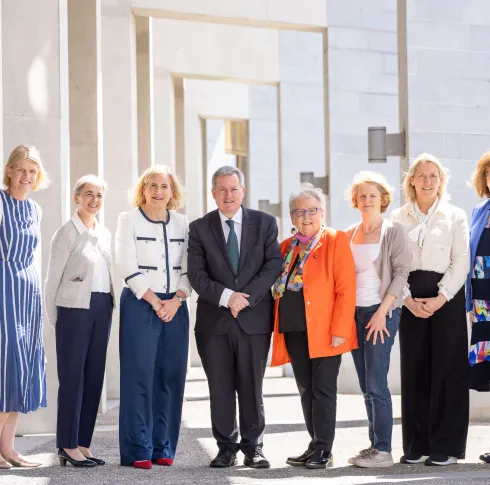 L-R Professor Margaret O’Connor Consultant Geriatrician, UL Hospitals Group, Dr Dympna Tuohy Associate Professor, School of Nursing and Midwifery, University of Limerick, Professor Rose Galvin Co-Director Ageing Research Centre, Co-Chair of the Age-Friendly University Committee, University of Limerick, Minister Kieran O’Donnell, Minister of State for Older People and Housing, Madge O’Callaghan PhD Student, University of Limerick, Professor Ann Ledwith Interim Provost and Deputy President, University of Lime